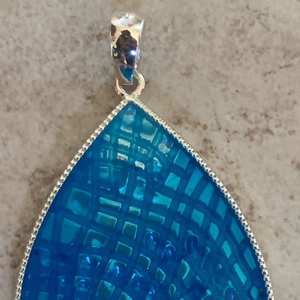 NWOTs watercolor blue teardrop pendant silver - Picture 4 of 11